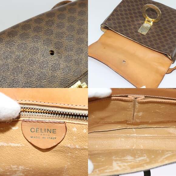 CELINE Macadam Canvas Circle Shoulder Bag Pvc Leather Brown Gold - Picture 11 of 13